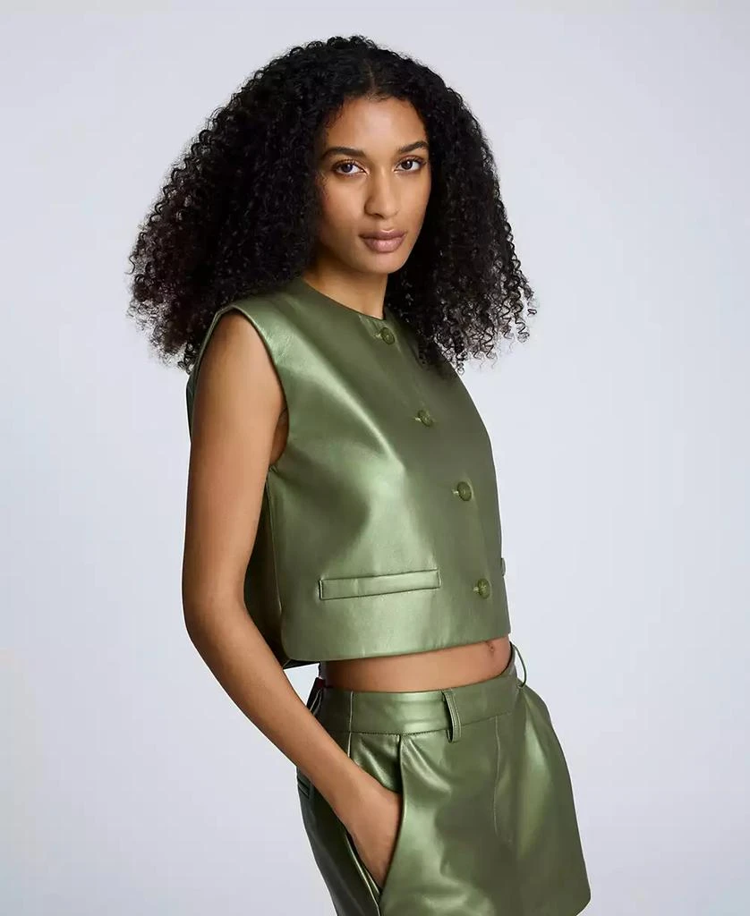 Kenneth Cole Women's Metallic Faux-Leather Boxy Vest 3