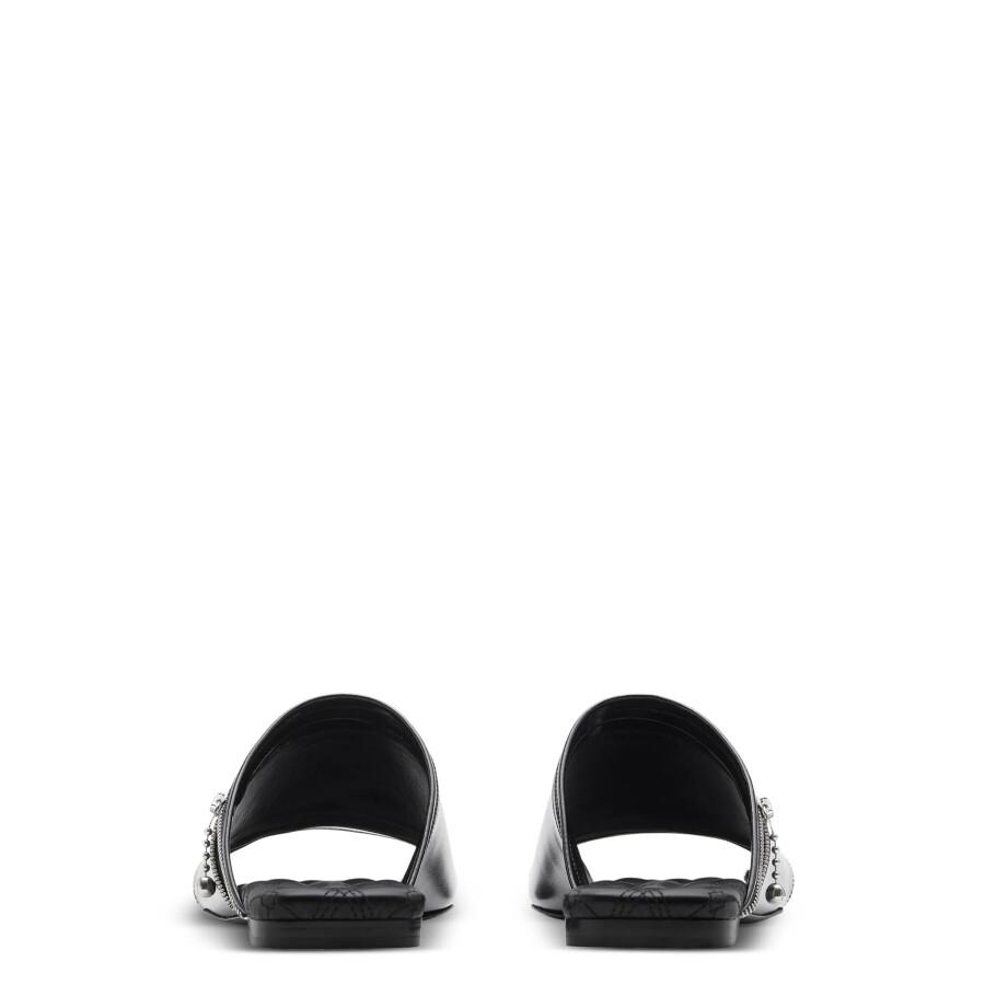 Burberry Decorative-Zip Flat Leather Sandals, Brand Size 36