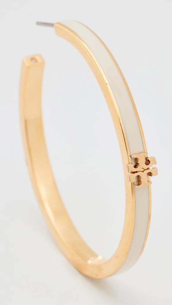 Tory Burch Tory Burch Women
s Kira Enamel Hoop Earrings, Tory Gold/New Ivory, One Size 3