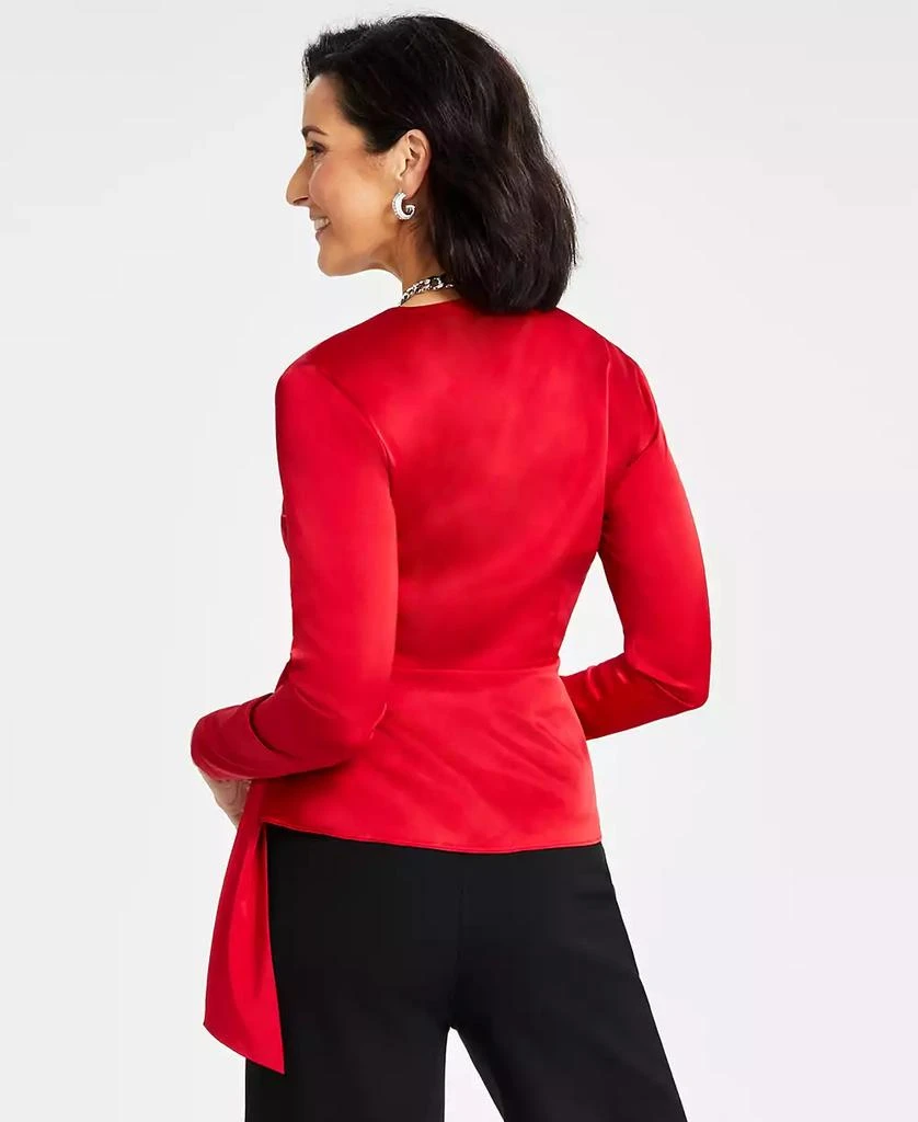 INC International Women's Surplice Satin Blouse, Created for Macy's 2