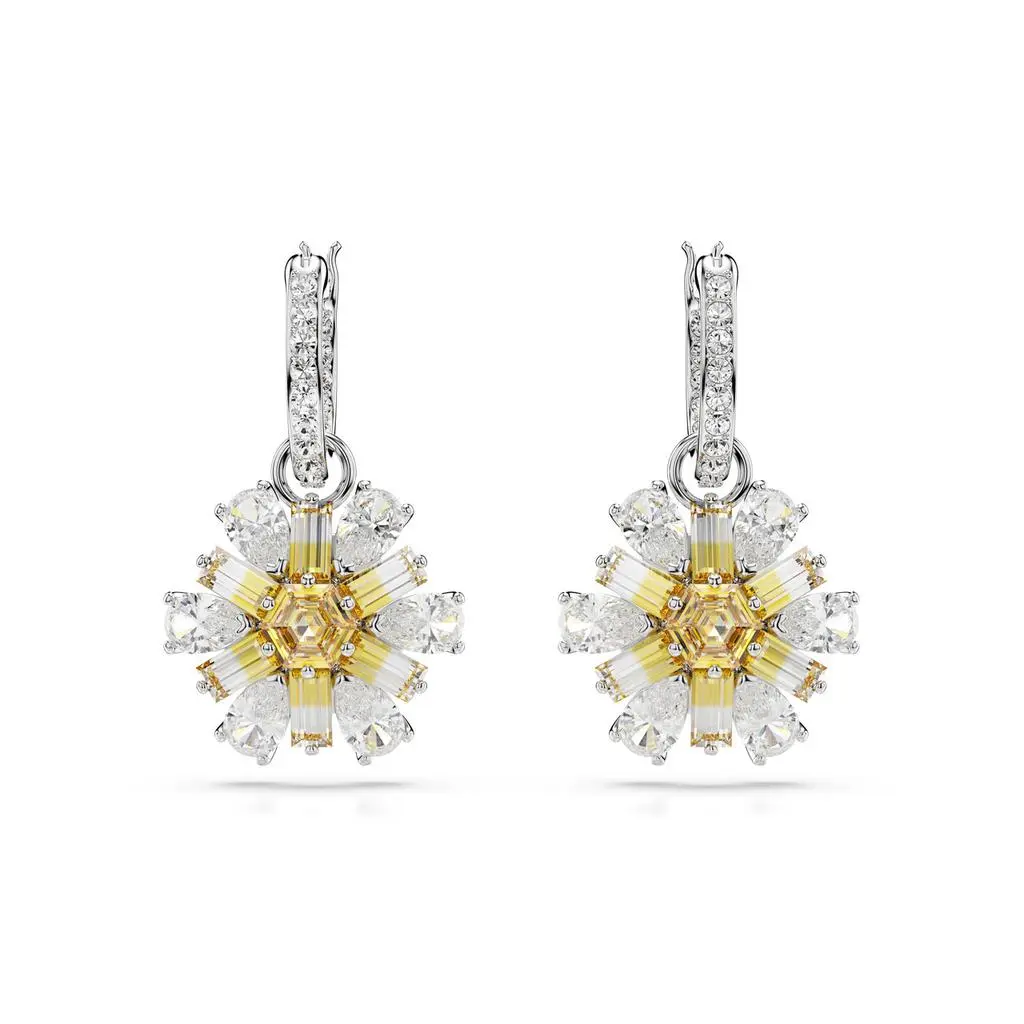 Swarovski Idyllia drop earrings flower yellow rhodium plated 6