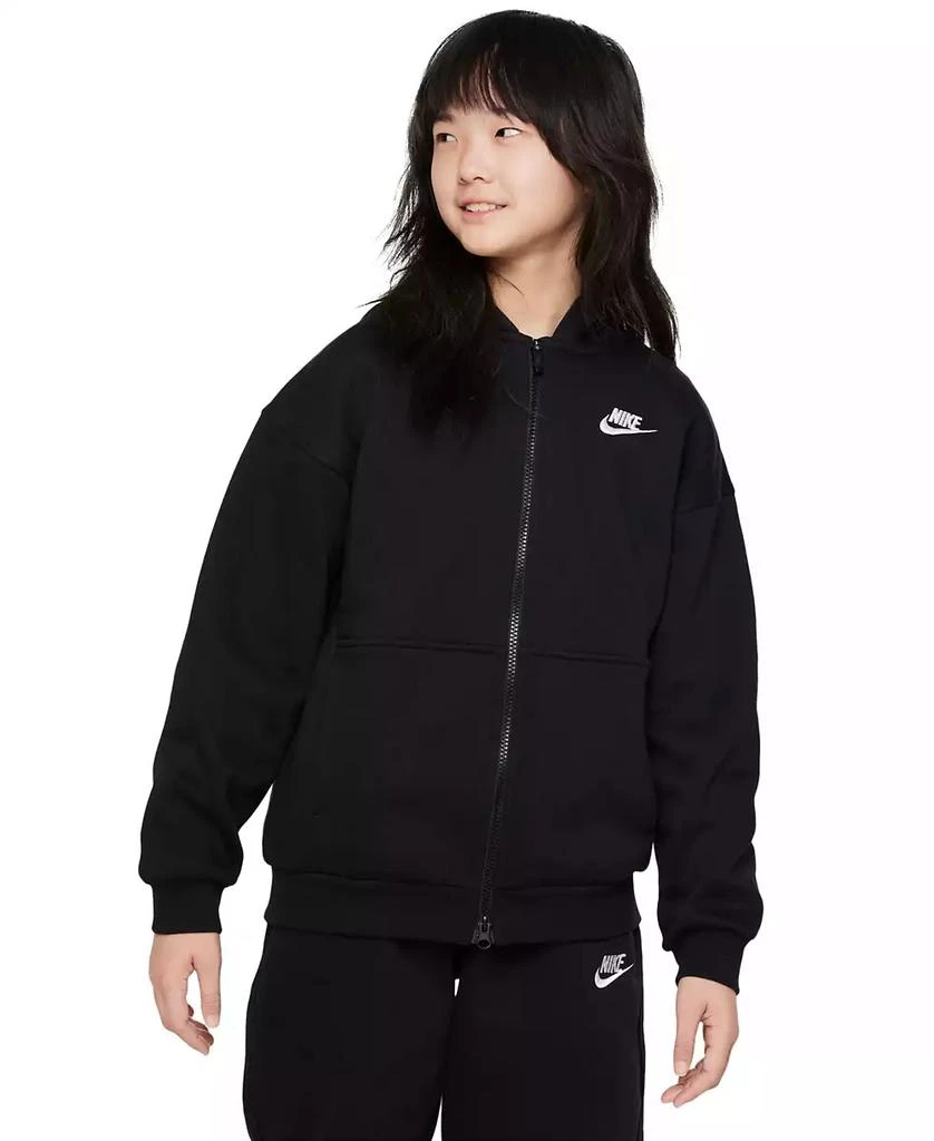 NIKE Sportswear Girls' Club Fleece Oversized Full-Zip Hoodie 1