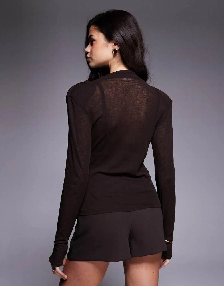 ASOS ASOS DESIGN grown on neck drape top in chocolate 2