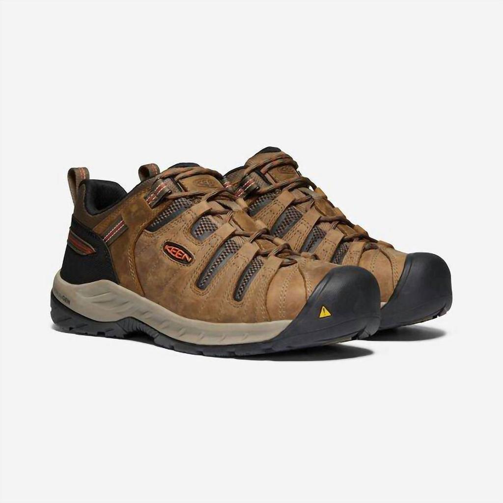 Keen Men's Flint Ii Steel Toe Shoes In Shitake/ Rust