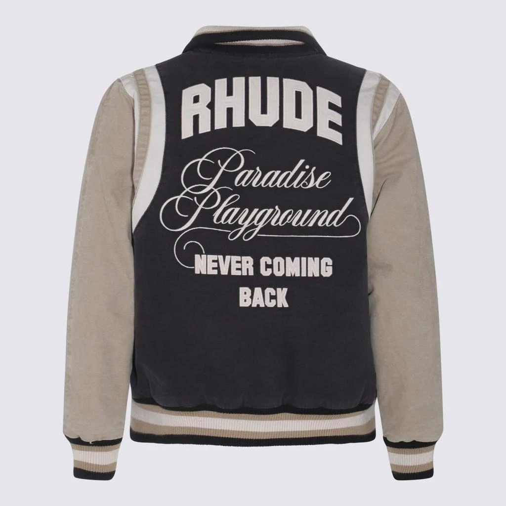 Rhude Black And Khaki Cotton Washed Bomber Jacket 2