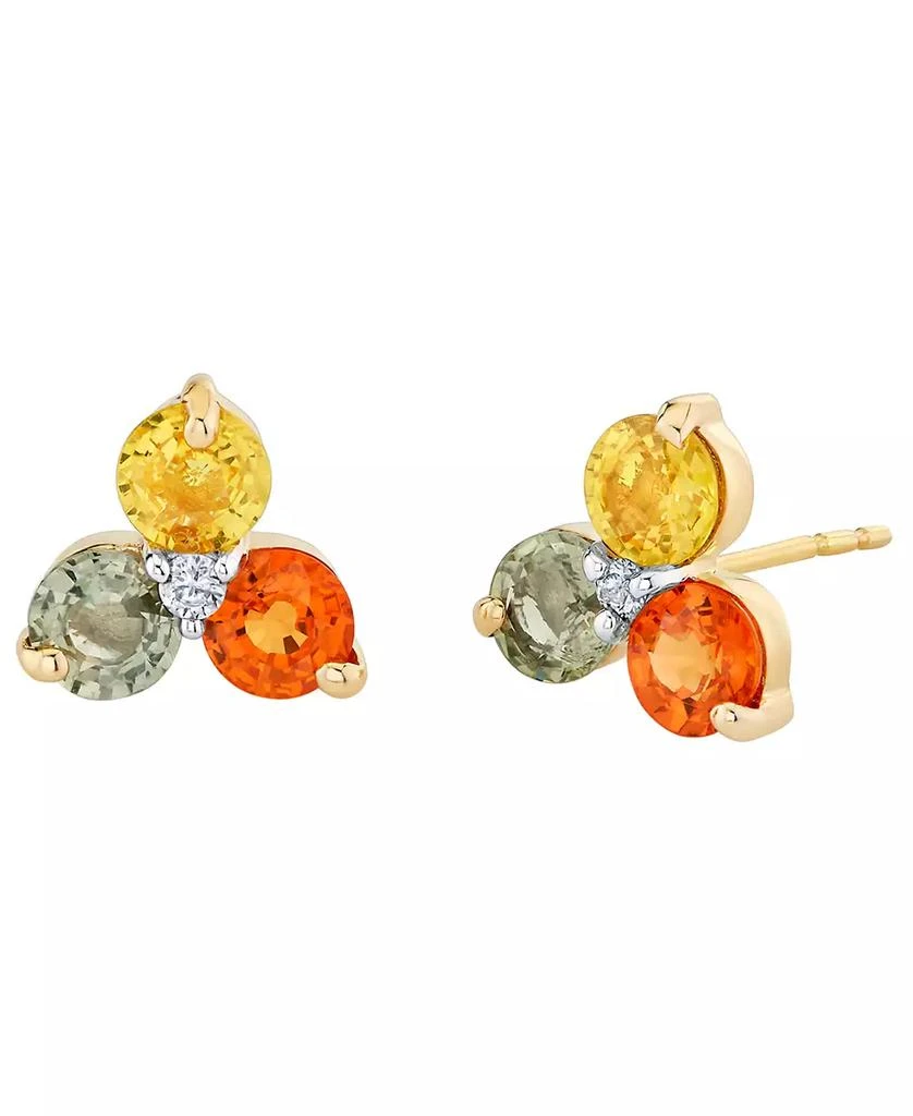 Macy
s Multi-Sapphire (1-7/8 ct. t.w.) and Diamond Accent Stud Earrings in 14k Yellow Gold 2
