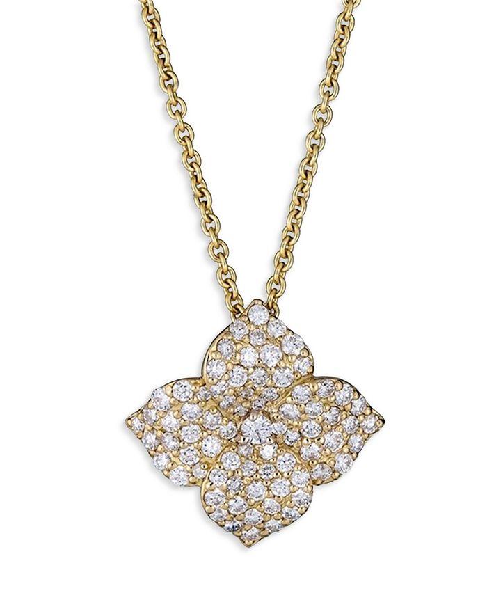 Piranesi 18K Yellow Gold Diamond Small Flower Necklace, 16"