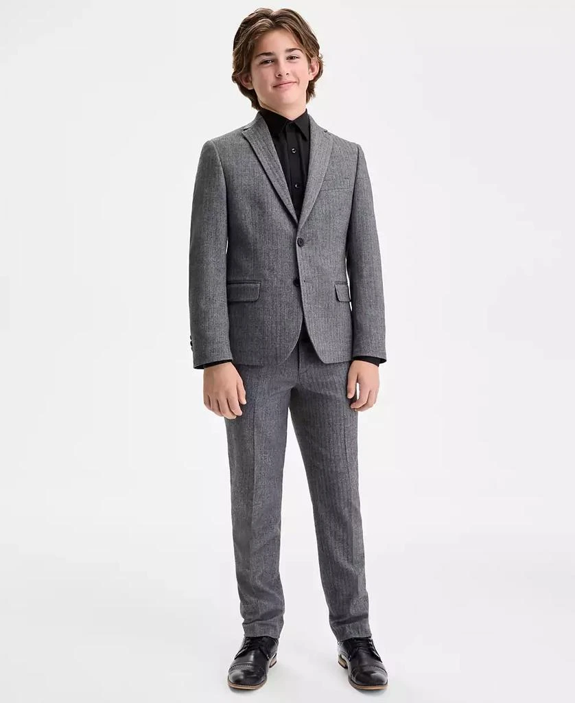 B By Brooks Brothers Boys 8-20 Gray Black Flannel Herringbone Classic Sport Coat 3