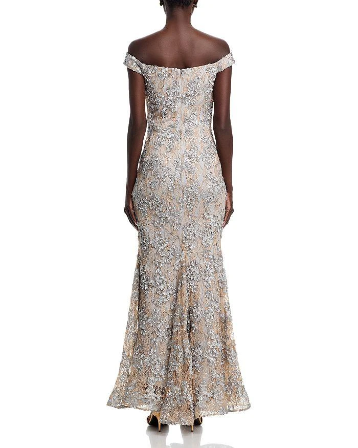 AQUA Off-the-Shoulder Embellished Lace Gown - Exclusive 3