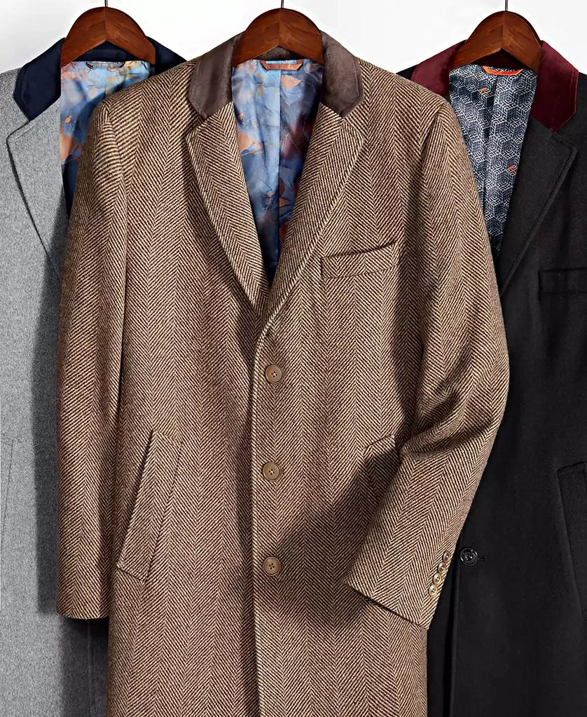 Tallia Men Wool Blend Overcoats with Contrast Velvet Top Collar 5