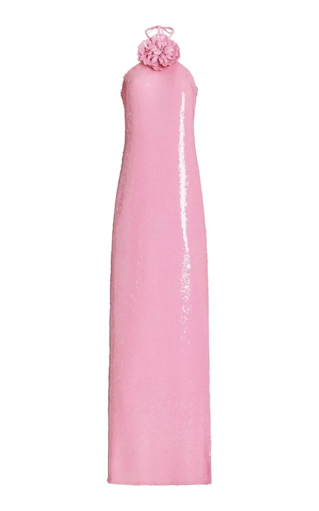 Rodarte Rodarte - Floral-Appliquéd Sequined Halter Gown - Pink - US 6 - Moda Operandi 1
