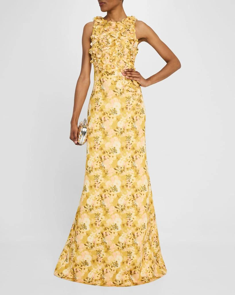 Badgley Mischka Floral-Print Scuba Trumpet Gown 2