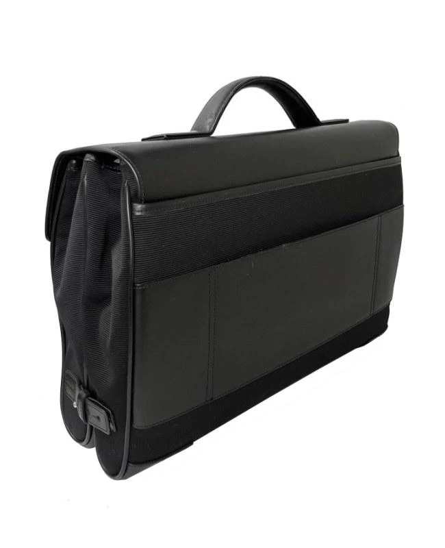 MontBlanc Montblanc Nightflight Black Leather & Fabric Gusset Men's Briefcase 8772M-PO 2
