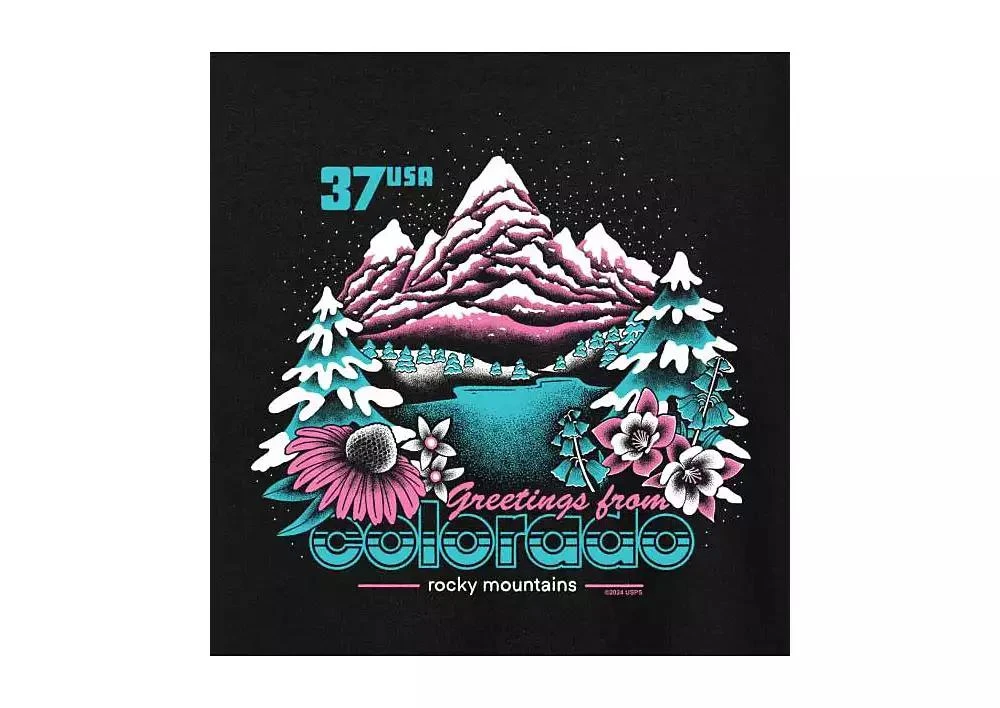 Hybrid Apparel USPS Colorado Stamp Plus Size Graphic T-Shirt 3
