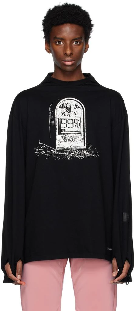 99%IS- Black R.I.P Gravestone 'MYEOKSAL' Long Sleeve T-Shirt 1