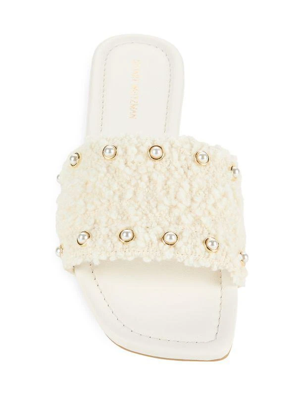 Stuart Weitzman Simulated Pearl Embellished Flat Slides 5