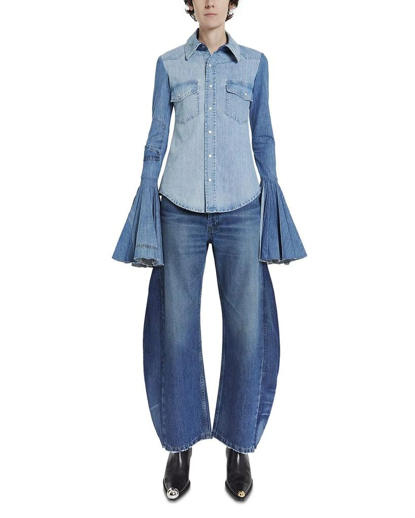 A.W.A.K.E. Mode Bell Sleeve Denim Shirt 2