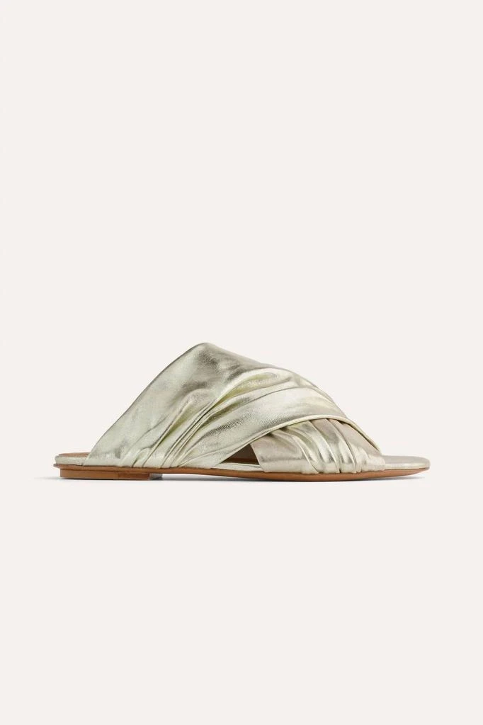 FORTE_FORTE Forte Forte - Women's Flat Laminated Leather Crossed Sandals 3