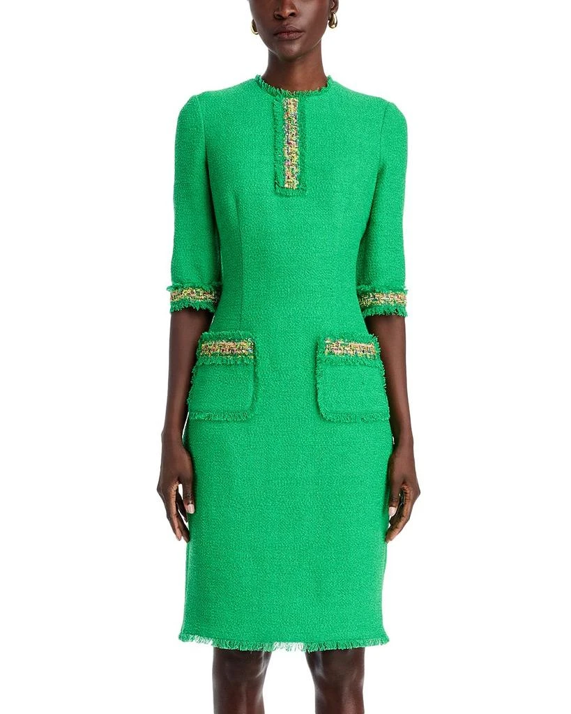 Teri Jon Boucle Multicolor Yarn Trim Raw Edge Finish Dress 7