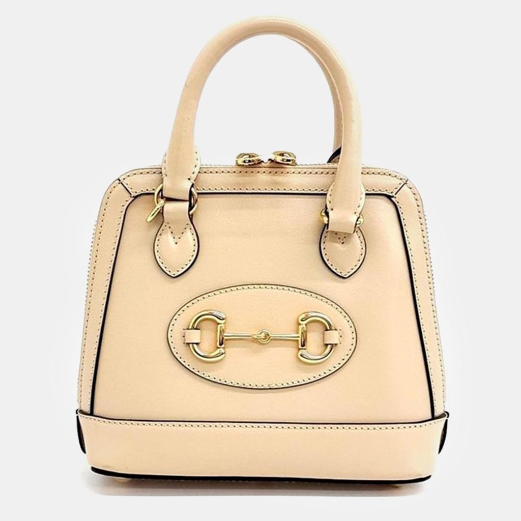 Gucci Gucci White Leather Horsebit 1955 Mini Top Handle Bag