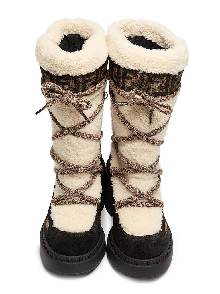 Fendi Leather 
Shearling 55MM Heeled Ski Boots 4
