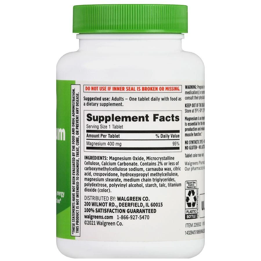 Walgreens Magnesium 400 mg Tablets (120 days) 3