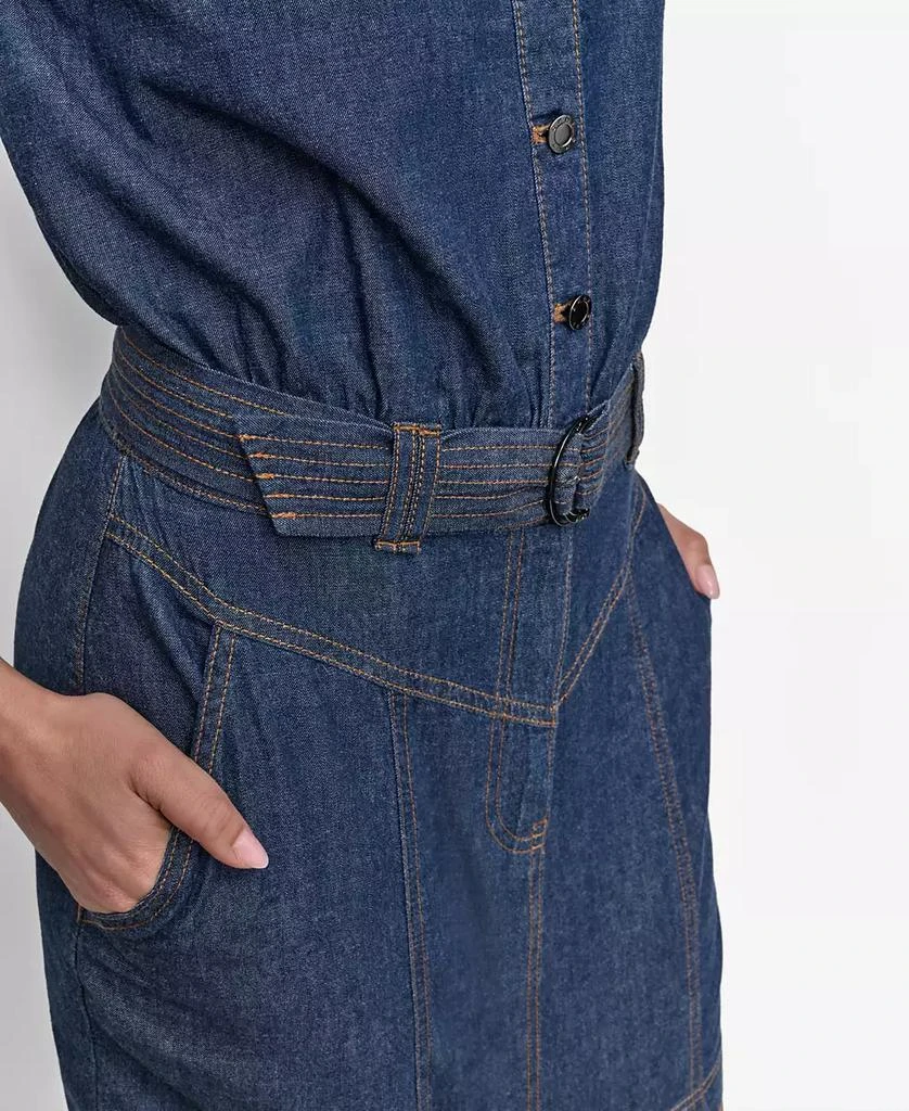 DKNY Women's Button-Front Denim Mini Dress 4