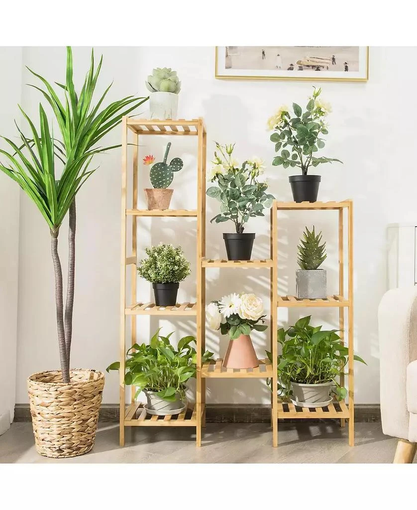 SUGIFT 9-Tier Bamboo Plant Stand for Living Room Balcony Garden 7