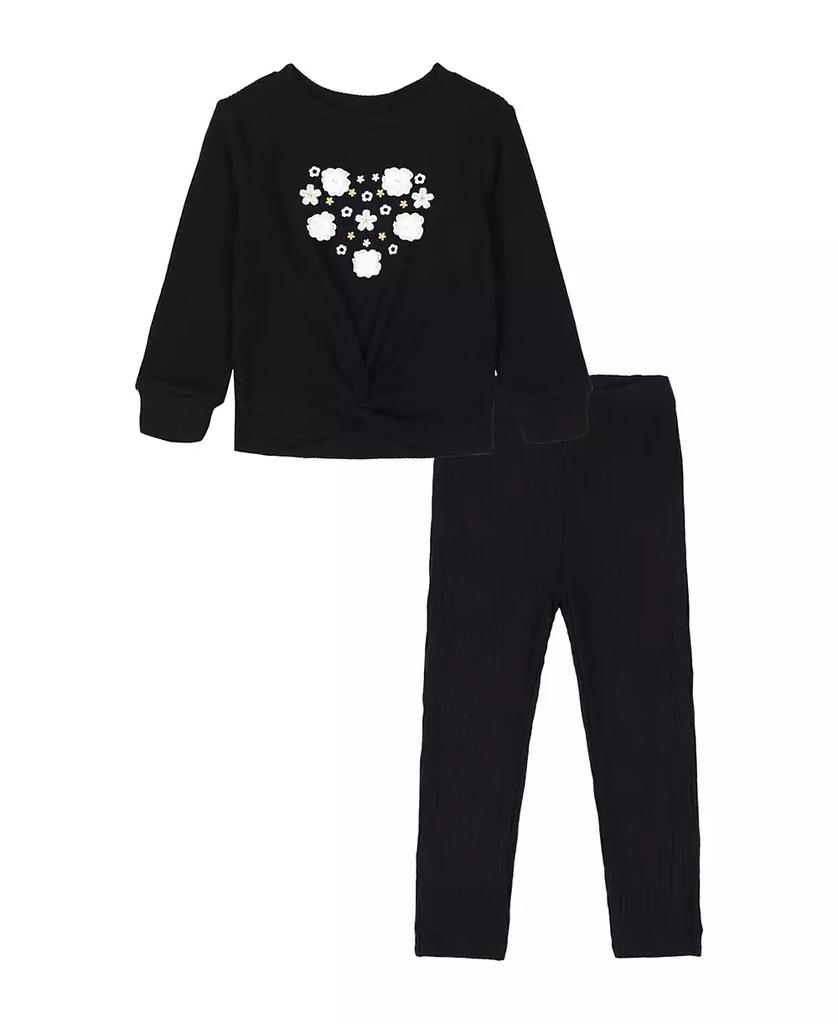 KIDS HEADQUARTERS Toddler and Little Girls Hacci Crewneck & Leggings, 2 Piece Set