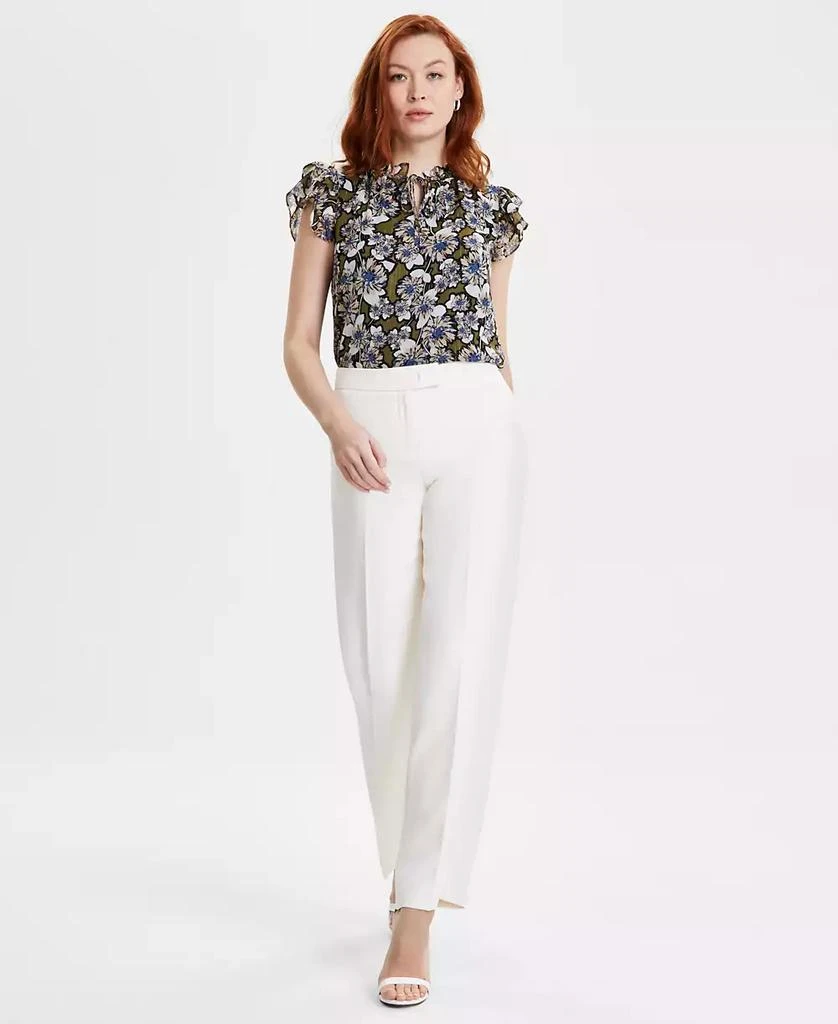 Anne Klein Women's Extended-Tab Creased-Leg Pants 1