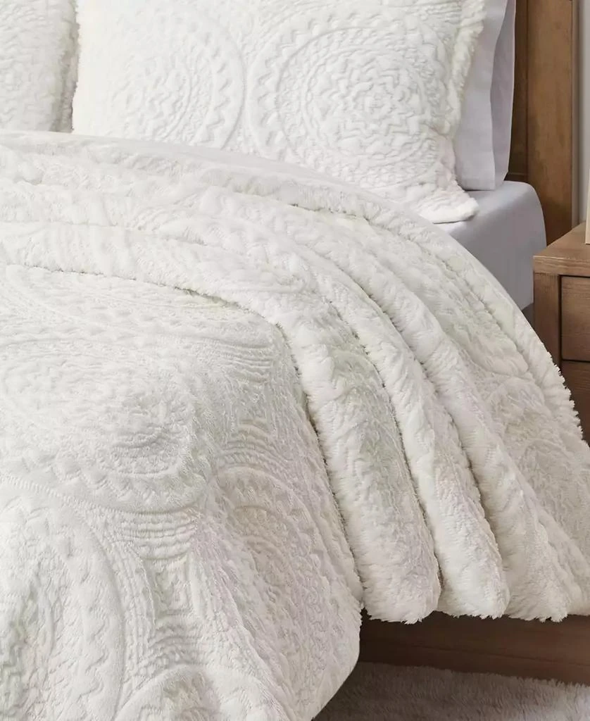 Macy's Arya Embroidered Medallion Faux Fur 3-Pc. Comforter Set 9