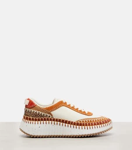 Chloé Nama suede-trimmed leather sneakers 4