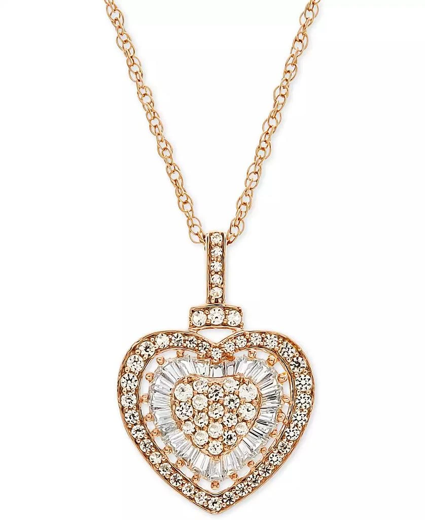 Macy's Diamond Heart 18" Pendant Necklace (1/2 ct. t.w.)  in 14k Rose Gold (Also Available in White Gold) 1