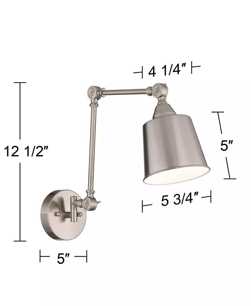360 Lighting Mendes Modern Industrial Adjustable Swing Arm Wall Lamp Brushed Nickel Hardwired Light Fixture Metal Shade for Bedroom Bedside House Reading Living Room Home Hallway Dining 4