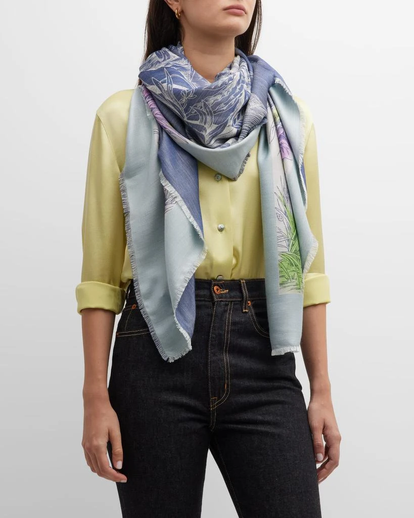 Rani Arabella Kenya Jacquard Cashmere-Blend Shawl 3