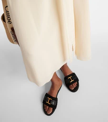 Chloé Marcie leather-trimmed espadrille slides 4