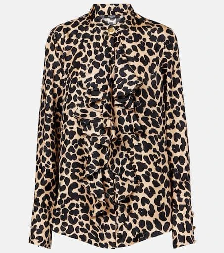 Balmain Leopard-print ruffled silk blouse 1