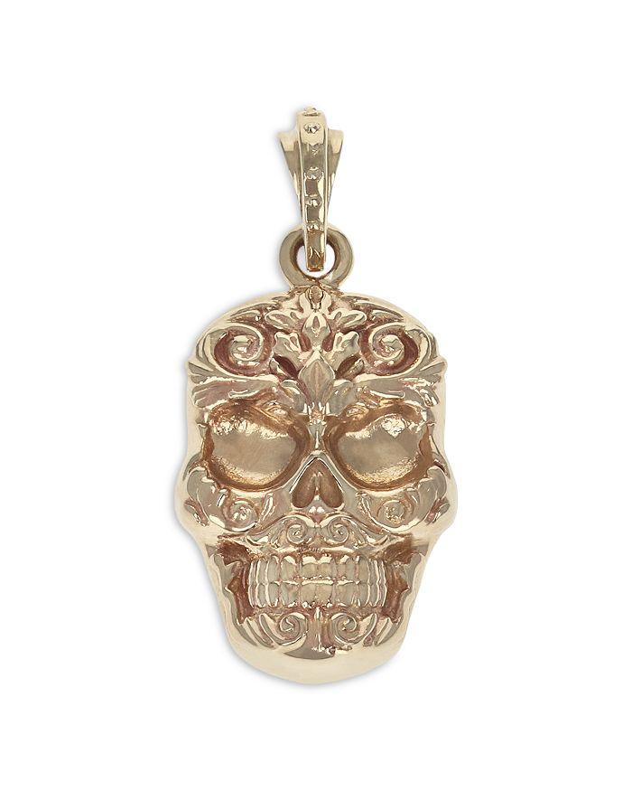 King Baby Carved Baroque Skull Pendant in 10K Yellow Gold