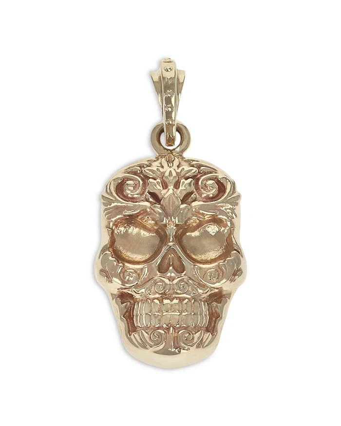 King Baby Carved Baroque Skull Pendant in 10K Yellow Gold
