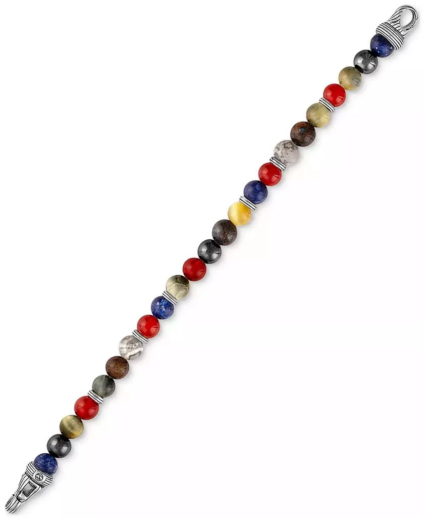Esquire Men's Jewelry Multi-Stone Beaded Bracelet in Sterling Silver, Exclusively at Macy's 4