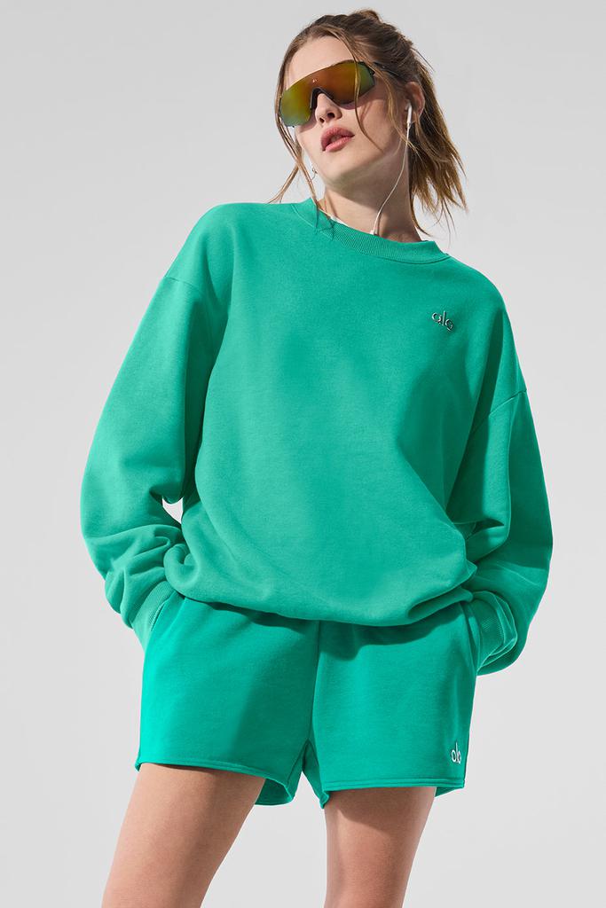 Alo Accolade Crew Neck Pullover - Spruce Green - Hoodies - Free
