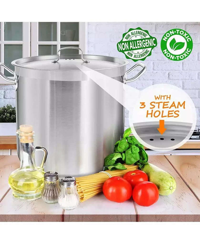 NutriChef Stainless Steel Cookware Stockpot - 40 Quart, Heavy Duty Induction Pot, Soup Pot With Stainless Steel Lid 3