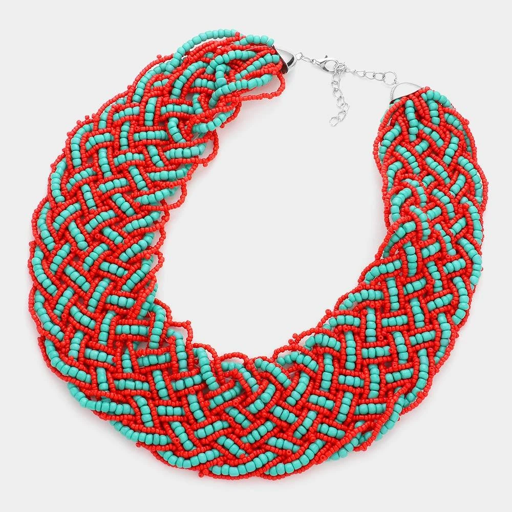 FASHNZFAB Braided Seed Beaded Necklace 2