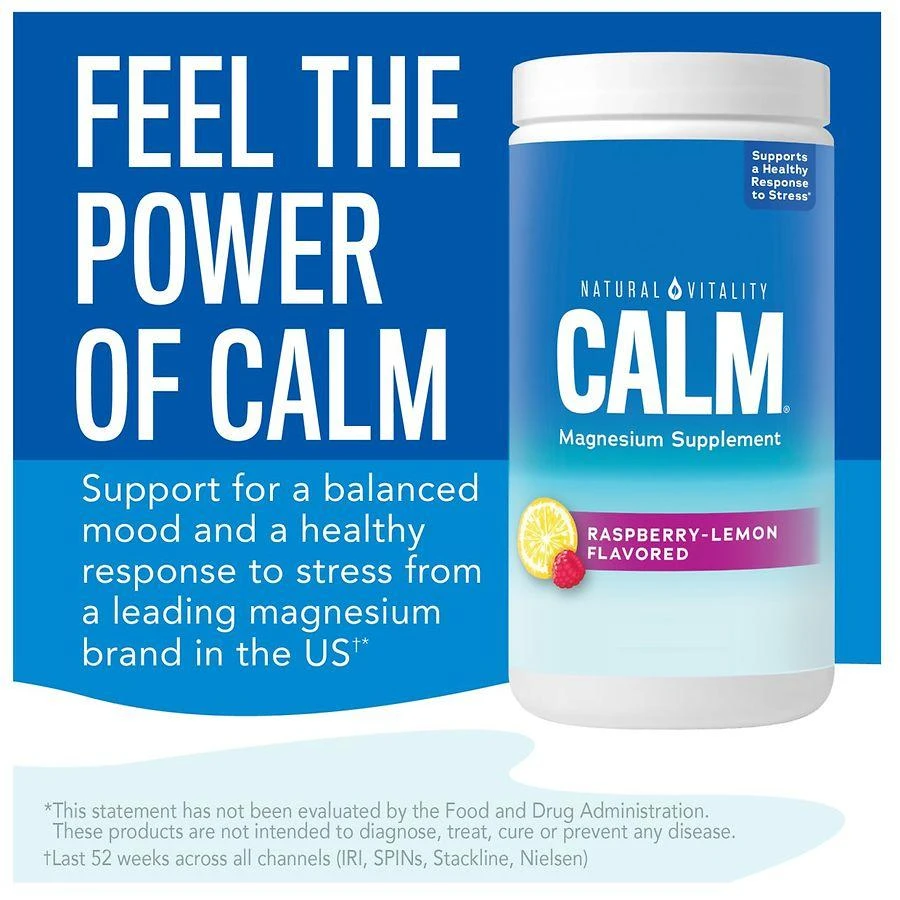 Natural Vitality Magnesium Supplement Drink Mix Raspberry Lemon 7