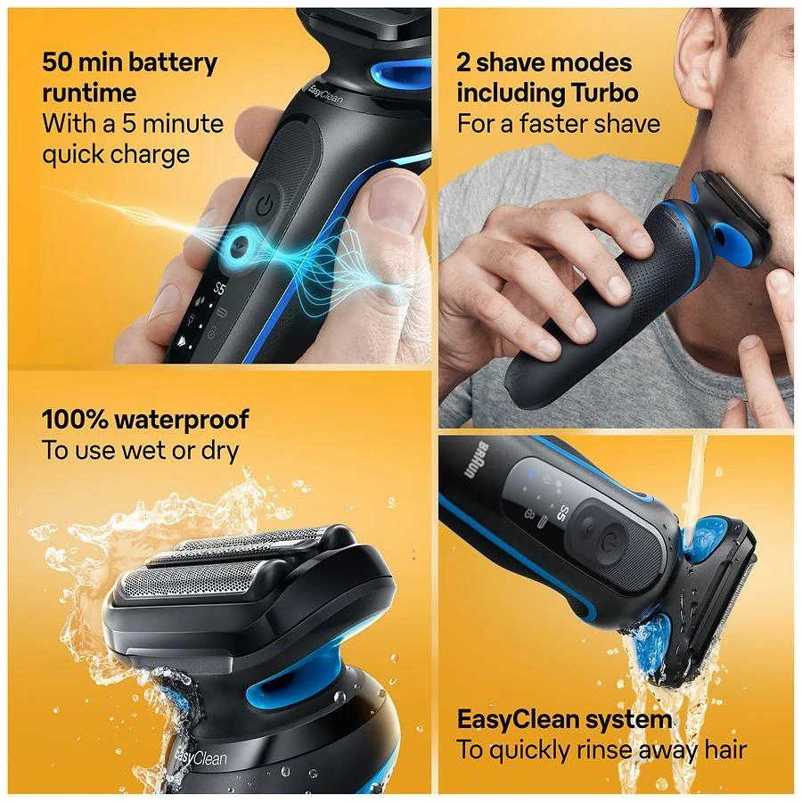 Braun Electric Shaver for Men, Series 5 5118s, Wet & Dry Shave, Turbo Shaving Mode 6