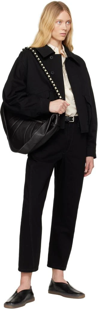 Lemaire Black Linoleum Piped Loafers 5