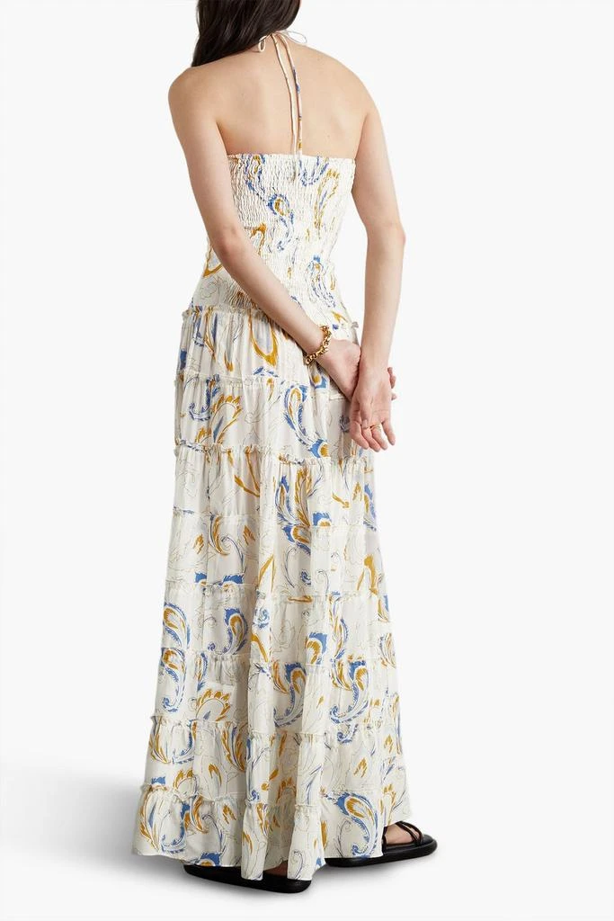 EVARAE Phoebe tiered  printed silk halterneck maxi dress 3