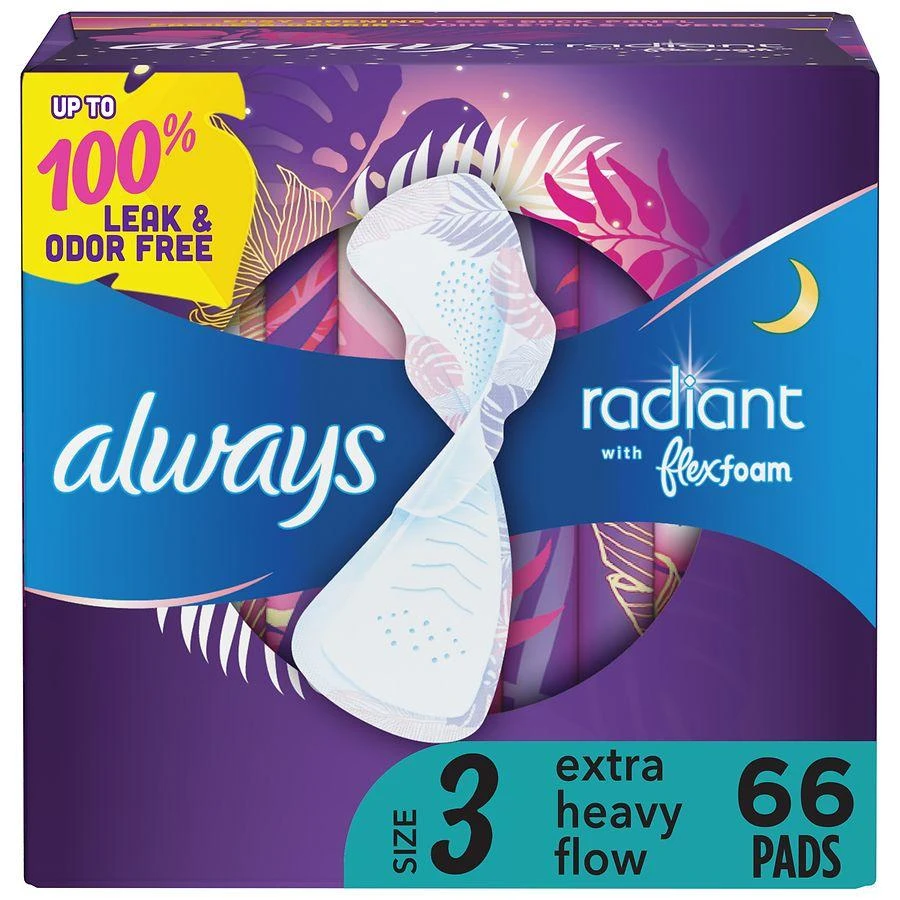 Always Radiant Pads, Extra Heavy, with Wings Clean Scent, Size 3 1