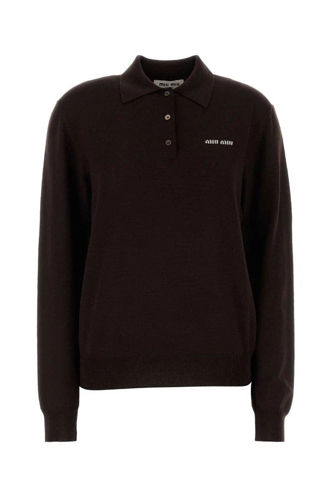 Miu Miu Miu Miu Logo-Embroidered Knitted Polo Shirt