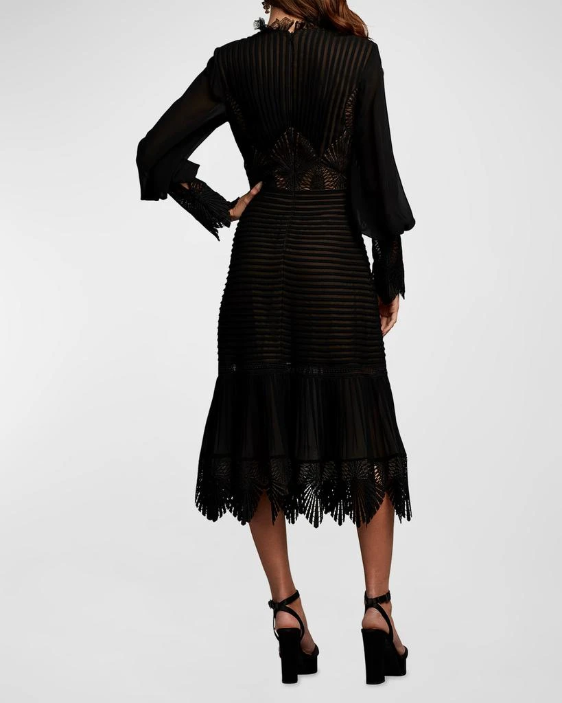 Tadashi Shoji Lace-Inset Pleated Chiffon Midi Dress 4